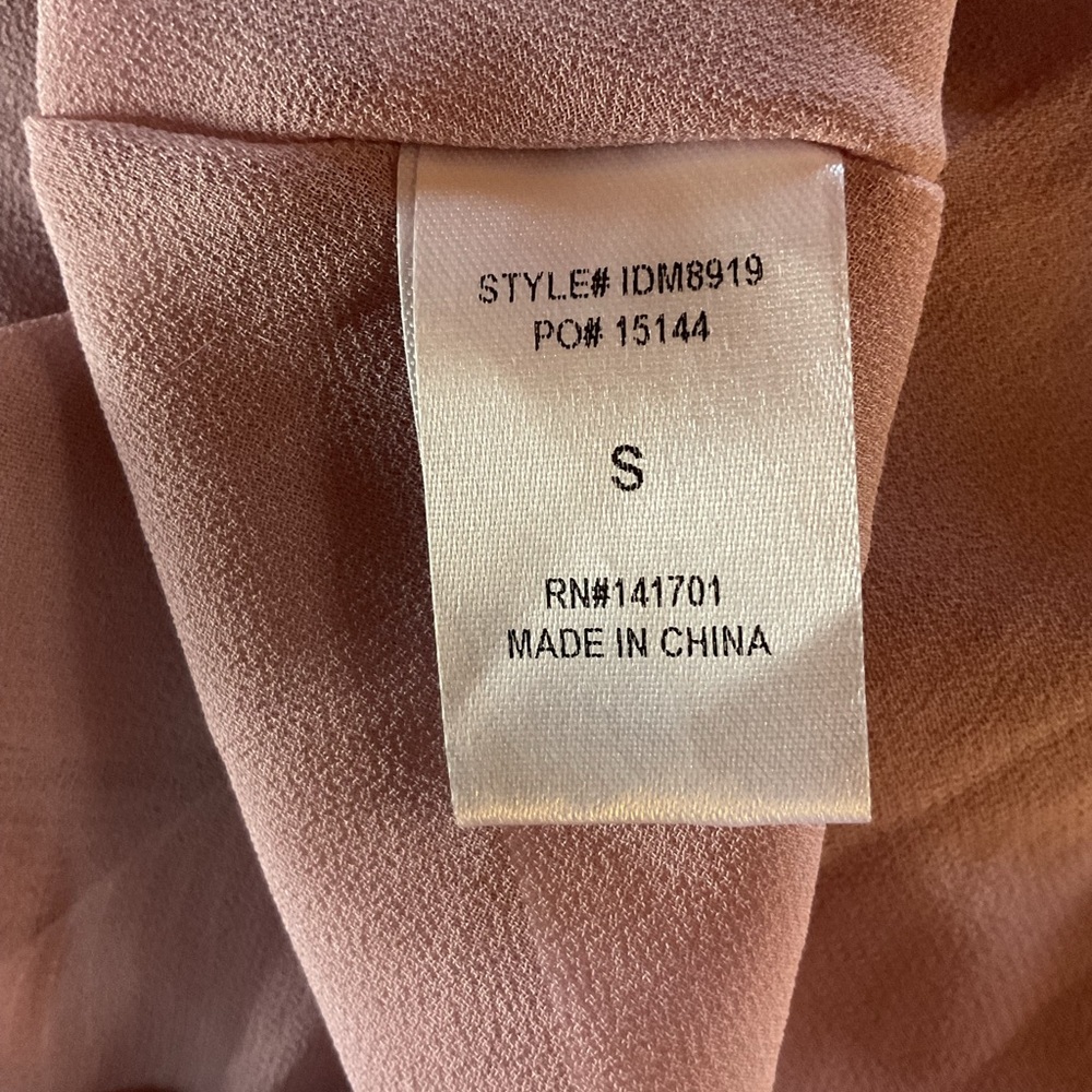 1.4.3. Story by Line Up Metallic Blush Plissé V-Neck Long Sleeve Dress - Picture 16 of 16